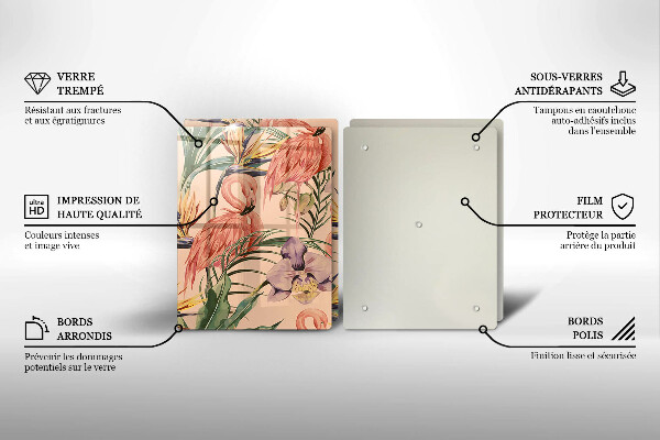 Skärbräda glas Flamingos illustration