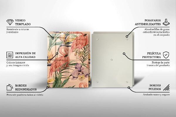 Skärbräda glas Flamingos illustration