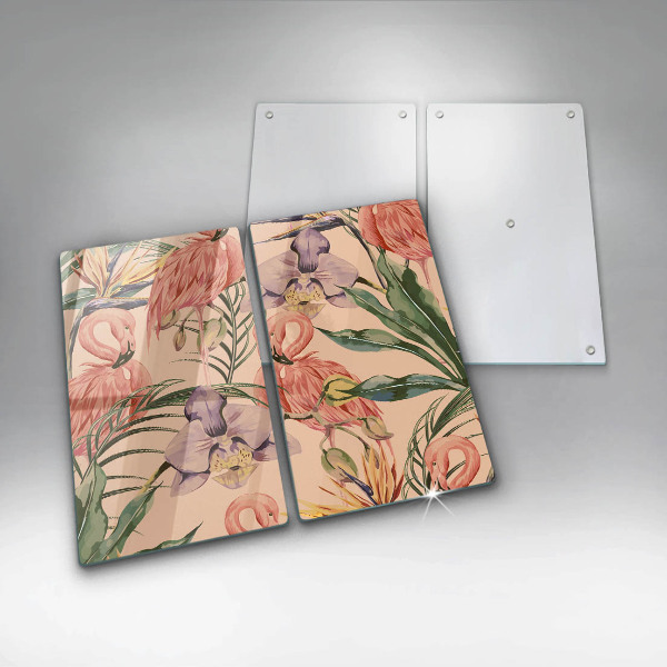 Skärbräda glas Flamingos illustration