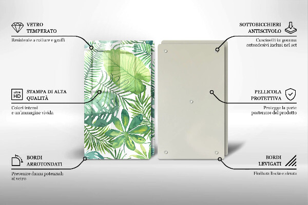 Skärbräda glas Akvarell boho blad