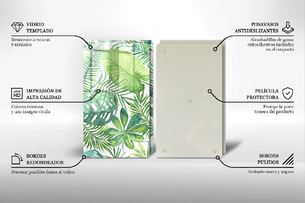 Skärbräda glas Akvarell boho blad