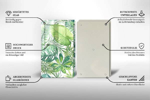 Skärbräda glas Akvarell boho blad