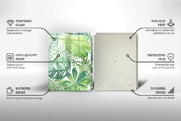 Skärbräda glas Akvarell boho blad