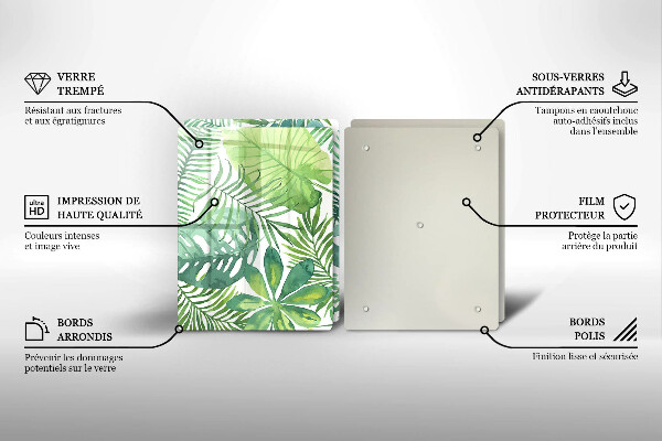 Skärbräda glas Akvarell boho blad