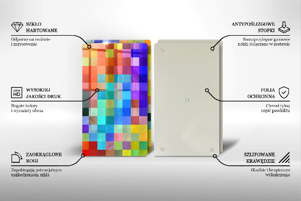 Skärbräda glas Färgade kvadrater pixlar