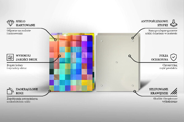 Skärbräda glas Färgade kvadrater pixlar