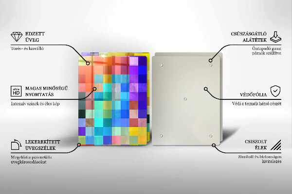 Skärbräda glas Färgade kvadrater pixlar