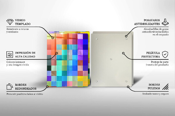Skärbräda glas Färgade kvadrater pixlar