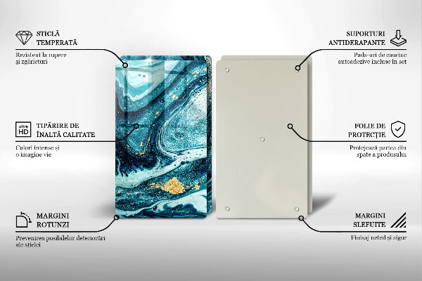 Skärbräda glas Blått abstrakt guld