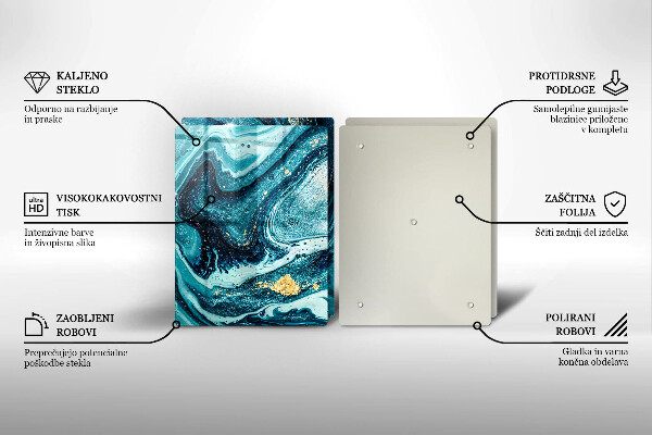 Skärbräda glas Blått abstrakt guld