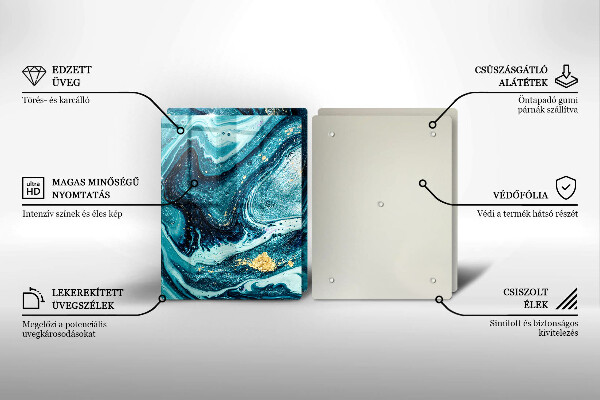 Skärbräda glas Blått abstrakt guld