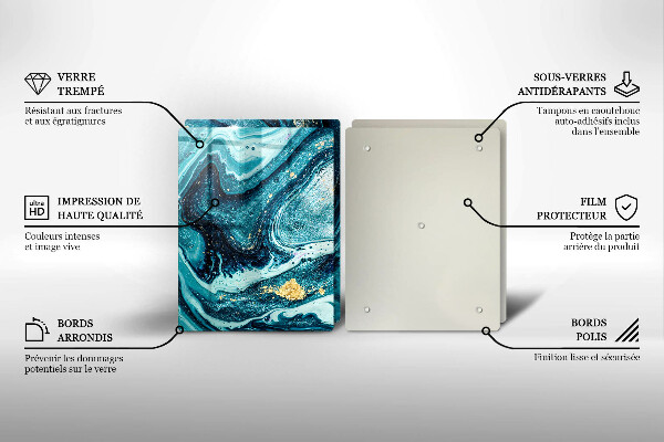 Skärbräda glas Blått abstrakt guld