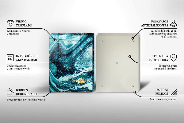 Skärbräda glas Blått abstrakt guld