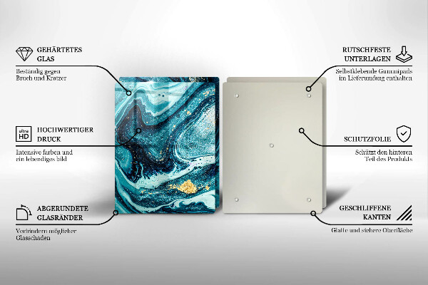 Skärbräda glas Blått abstrakt guld