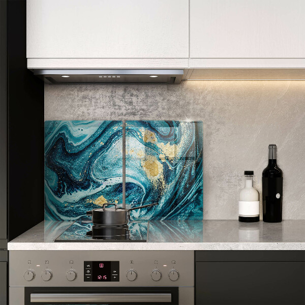 Skärbräda glas Blått abstrakt guld