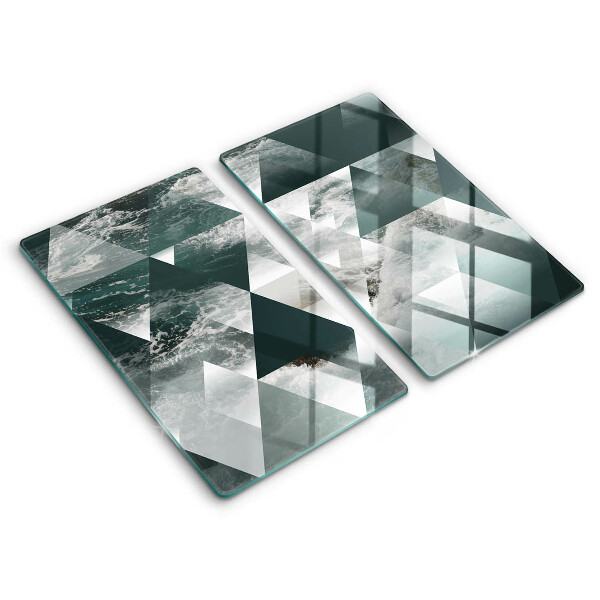 Skärbräda glas Trianglar och vatten