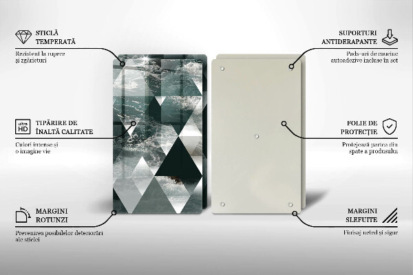 Skärbräda glas Trianglar och vatten
