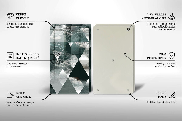 Skärbräda glas Trianglar och vatten