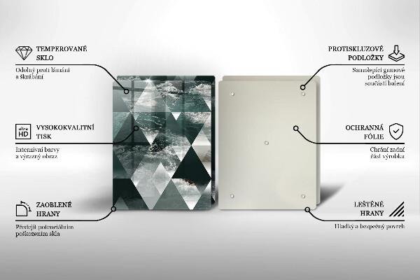 Skärbräda glas Trianglar och vatten