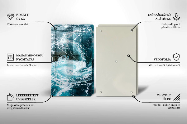 Skärbräda glas Skummande vattenvågor