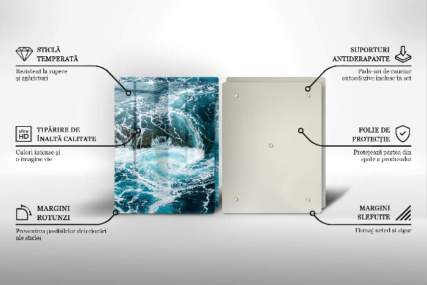 Skärbräda glas Skummande vattenvågor
