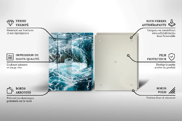 Skärbräda glas Skummande vattenvågor
