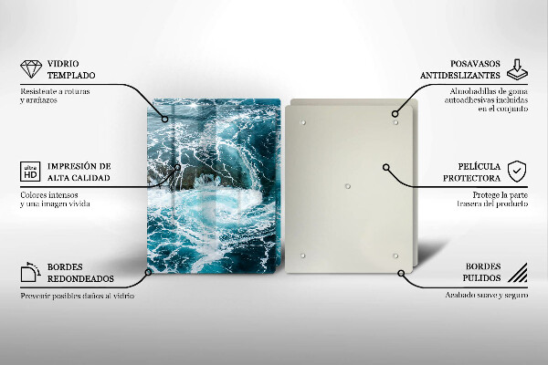 Skärbräda glas Skummande vattenvågor