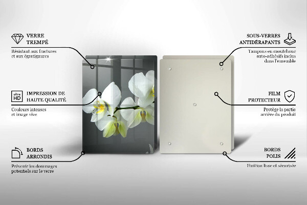 Skärbräda glas Blommor vit orkidé
