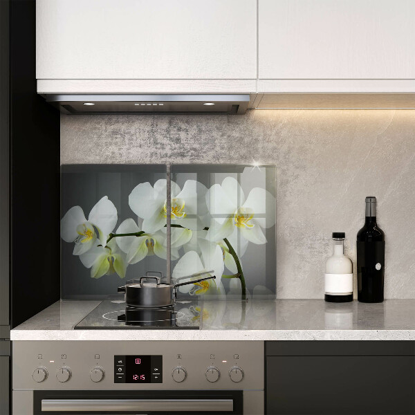 Skärbräda glas Blommor vit orkidé