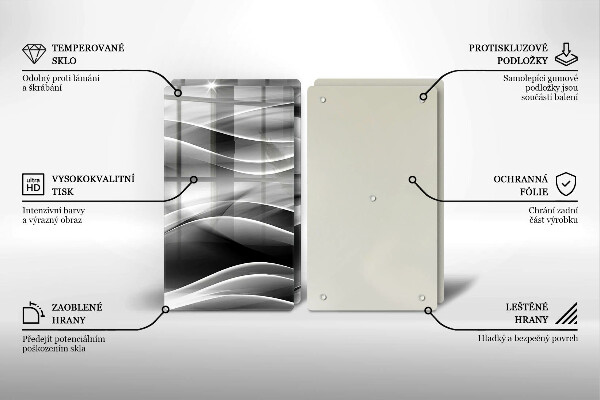 Skärbräda glas Abstrakta röklinjer