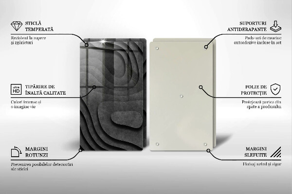 Skärbräda glas 3D stenformer