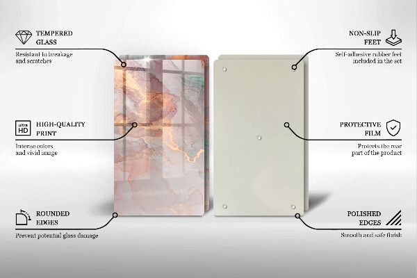 Skärbräda glas Marmor med guld