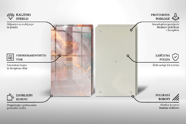 Skärbräda glas Marmor med guld