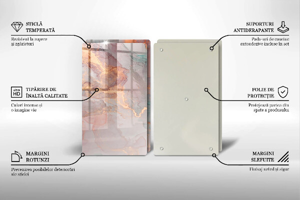 Skärbräda glas Marmor med guld