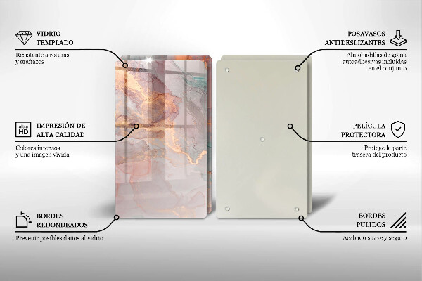 Skärbräda glas Marmor med guld