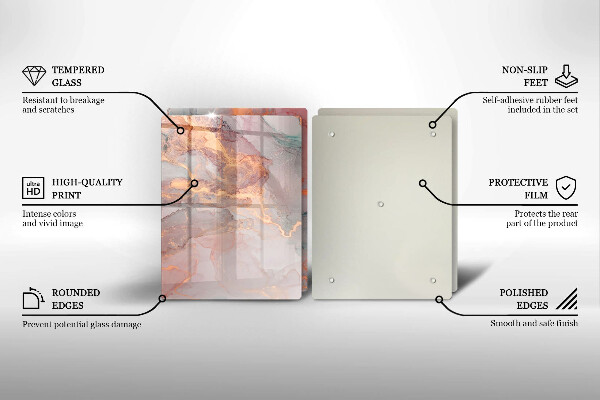 Skärbräda glas Marmor med guld