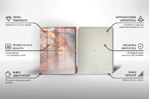 Skärbräda glas Marmor med guld