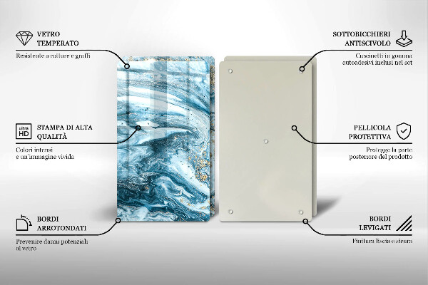 Skärbräda glas Struktur med guld