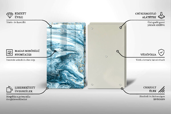 Skärbräda glas Struktur med guld