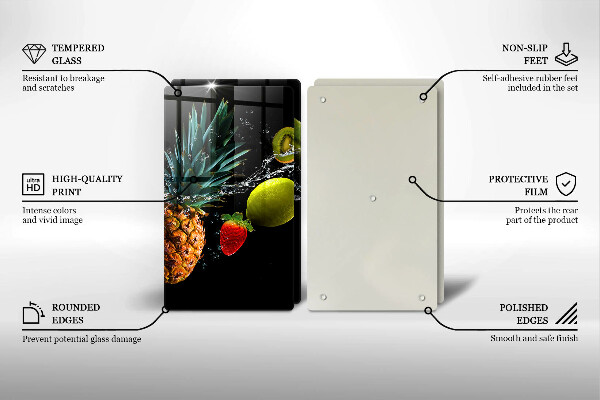 Skärbräda glas Frukt i vatten