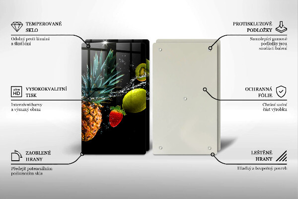 Skärbräda glas Frukt i vatten