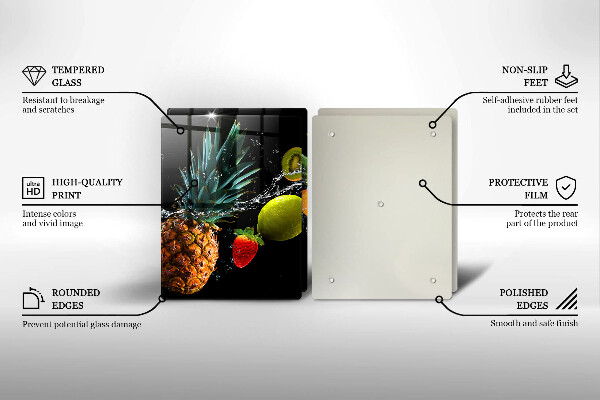 Skärbräda glas Frukt i vatten