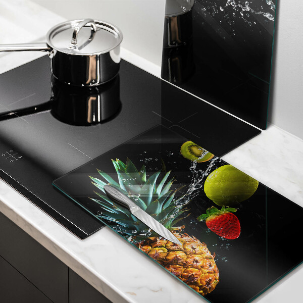 Skärbräda glas Frukt i vatten