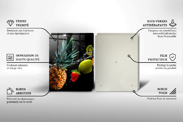 Skärbräda glas Frukt i vatten