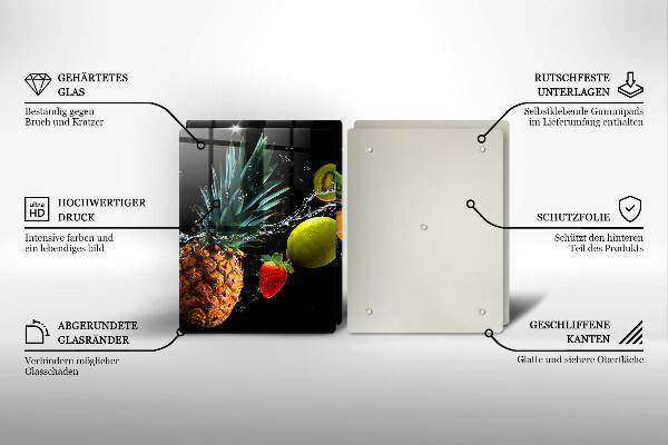 Skärbräda glas Frukt i vatten