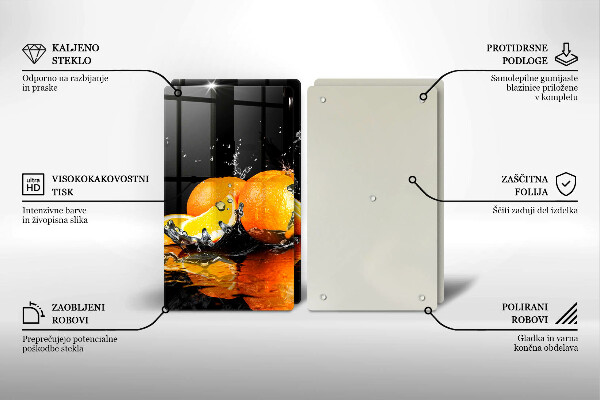 Skärbräda glas Saftig orange frukt