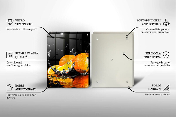 Skärbräda glas Saftig orange frukt