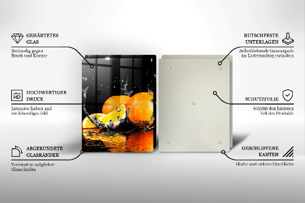 Skärbräda glas Saftig orange frukt