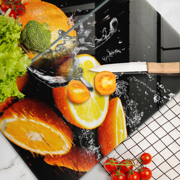 Skärbräda glas Saftig orange frukt