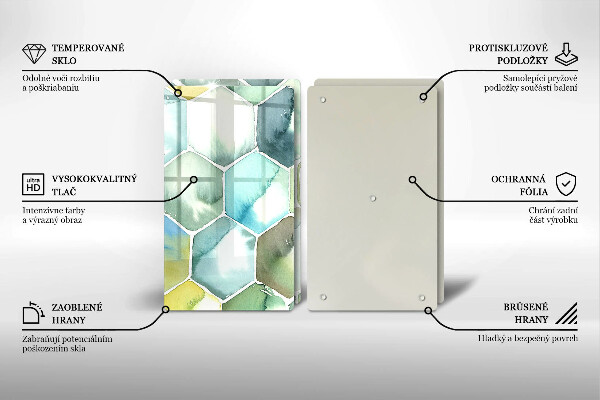 Skärbräda glas Akvarell hexagoner
